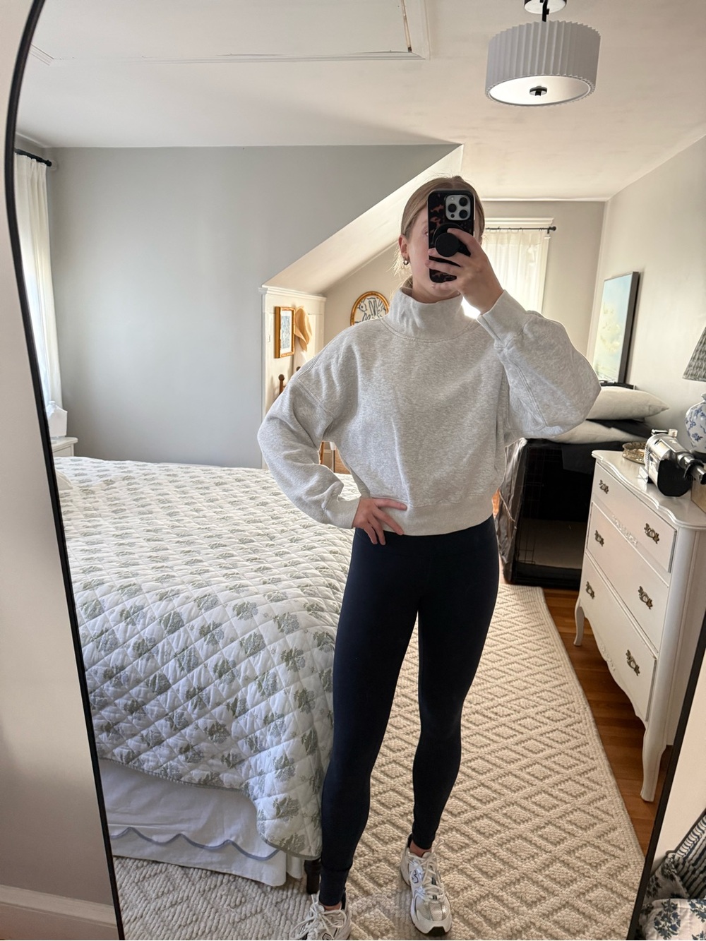 Abercrombie Light Heather Gray Cropped Mock Neck Sweatshirt - Picture 2 of 5